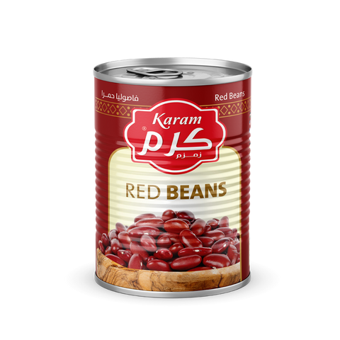 Karam Red Beans (Easy Open Can) - 380g. Rich and flavorful red beans, conveniently packed in easy-open cans. Exclusively distributed by RHCI in Ontario, Canada. Perfect for soups, stews, salads, or as a side dish. Packed in cartons of 24 cans.