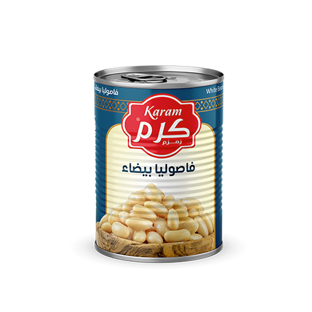 Karam White Beans (Easy Open Can) - 280g x 24. Tender and creamy white beans, conveniently packed in easy-open cans. Exclusively distributed by RHCI in Ontario, Canada. Perfect for salads, casseroles, and soups. Packaged in cartons of 24 cans.